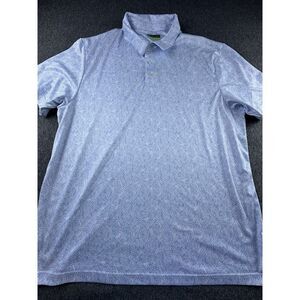 PGA Tour Pro Series Polo Mens XX-Large White Blue Leaves Athletic Fit Shirt Golf
